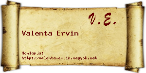 Valenta Ervin névjegykártya